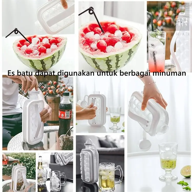 XTBC Botol Pembuat Es Cepat Botol Hoki Es Dua Dalam Satu Tempat Buat Es Bulat Rumah Tangga Bulat Cetakan Es Batu Silicone Silikon Cream Kitchenware 6