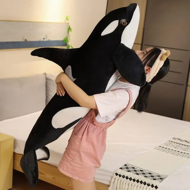 Boneka paus orca ukuran jumbo 80 cm Mainan anak karakter lucu bahn halus dan lembut cocok buat teman bermain 0