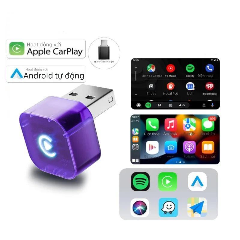  Bộ Chuyển Đổi không dây Có dây sang không dây Carplay & Android Auto Dongle 2 trong 1 WiFi 2.4   5G dành cho ô tô với OEM có dây Carplay Android Auto 