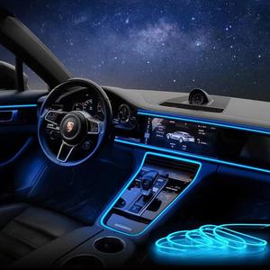 Luces LED para Interiores de Auto, Alimentadas por USB, Impermeables, Luz Fría EI, Cadenas de Luces de Neón Brillantes de 5V para Decoración de Asiento, Consola, Puerta y Tablero del Auto