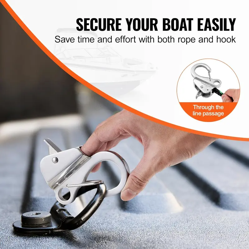 Stainless Steel Boat Hook, 8000lb Capacity Telescoping Stainless Steel Boat Hook, Compact Marine Accessory for Kayaks, Pontoons & Small Boats 5