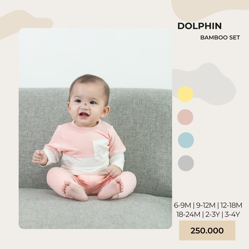 Product Introduction of Bộ Dài Tay Cài Vai Mùa Thu Dolphin Cho Bé, Vải Sợi Tre Organic Mềm Mịn, Thoáng Mát Thương Hiệu I am SU 8