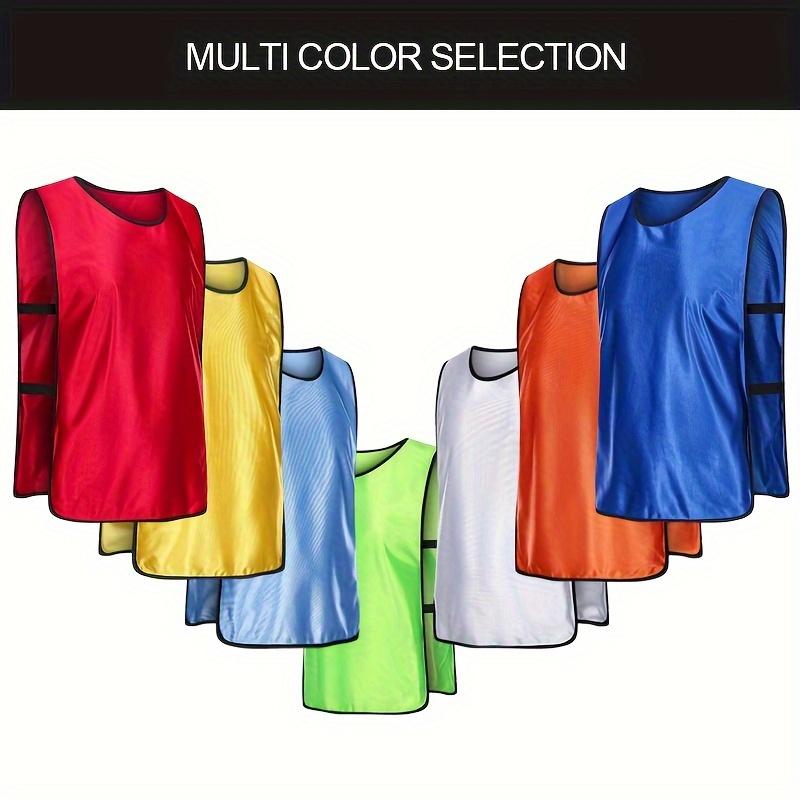 Product Introduction of 12-Pack Adult Sports Training Vests, Crew Neck Polyester Football Team Uniforms, All-Season Knit Fabric Activity Tops with Lace-Up Detail, Regular Fit Solid Color Teamwear 5