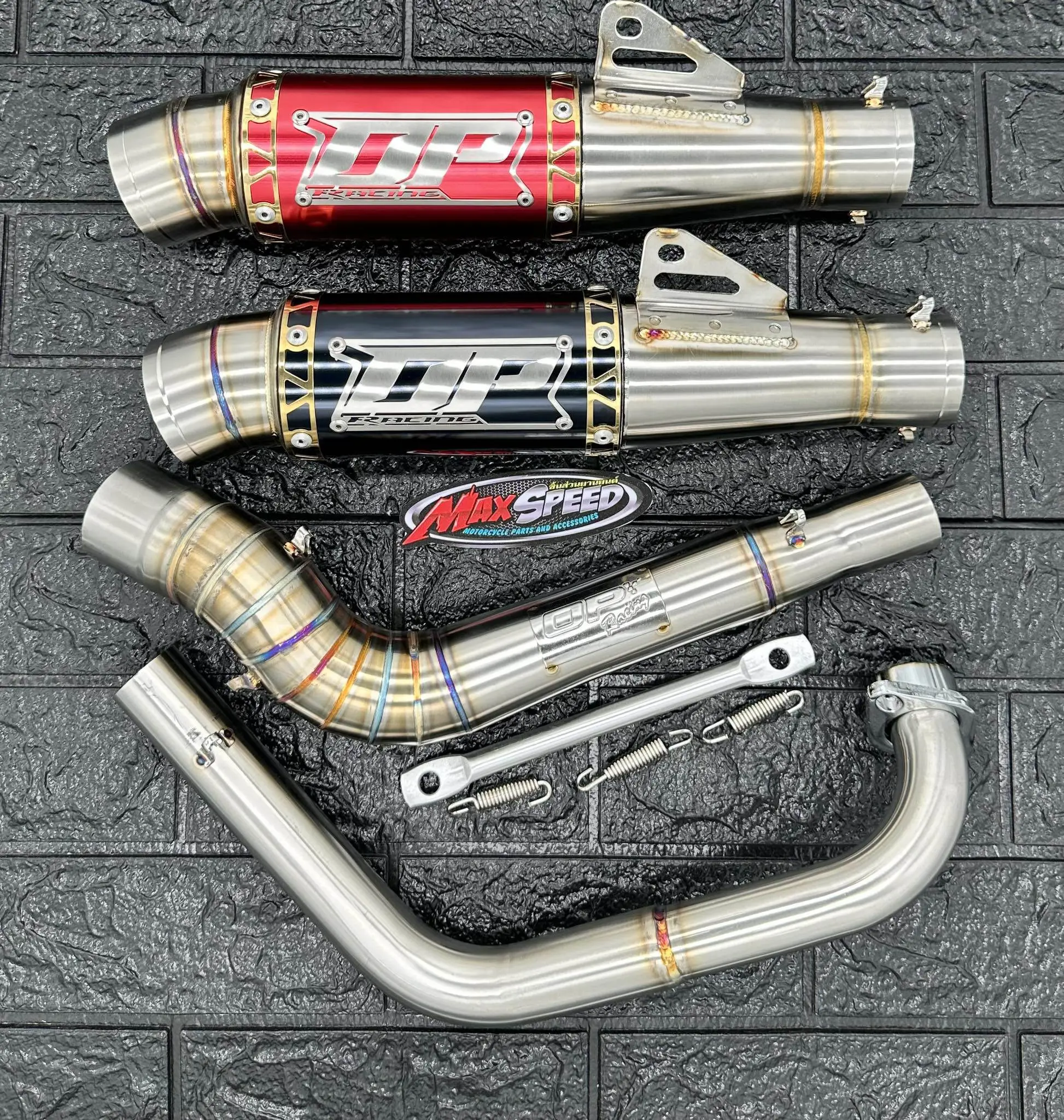 OP RACING OPEN PIPE FOR RAIDER 150 CARB TYPE, ORDINARY CONE BLACK/RED ...