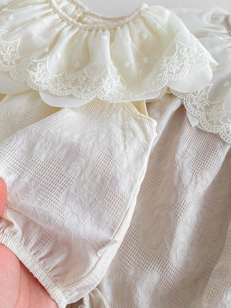 Product Introduction of Quần Áo Trẻ Em Áo Liền Quần Thêu Hoa, Phong Cách Mùa Xuân, Cho Em Bé Gái, Cổ Áo bẻ xuống, Áo Liền Quần ngắn Tay, Váy Chị Em, Phong Cách Ins 13