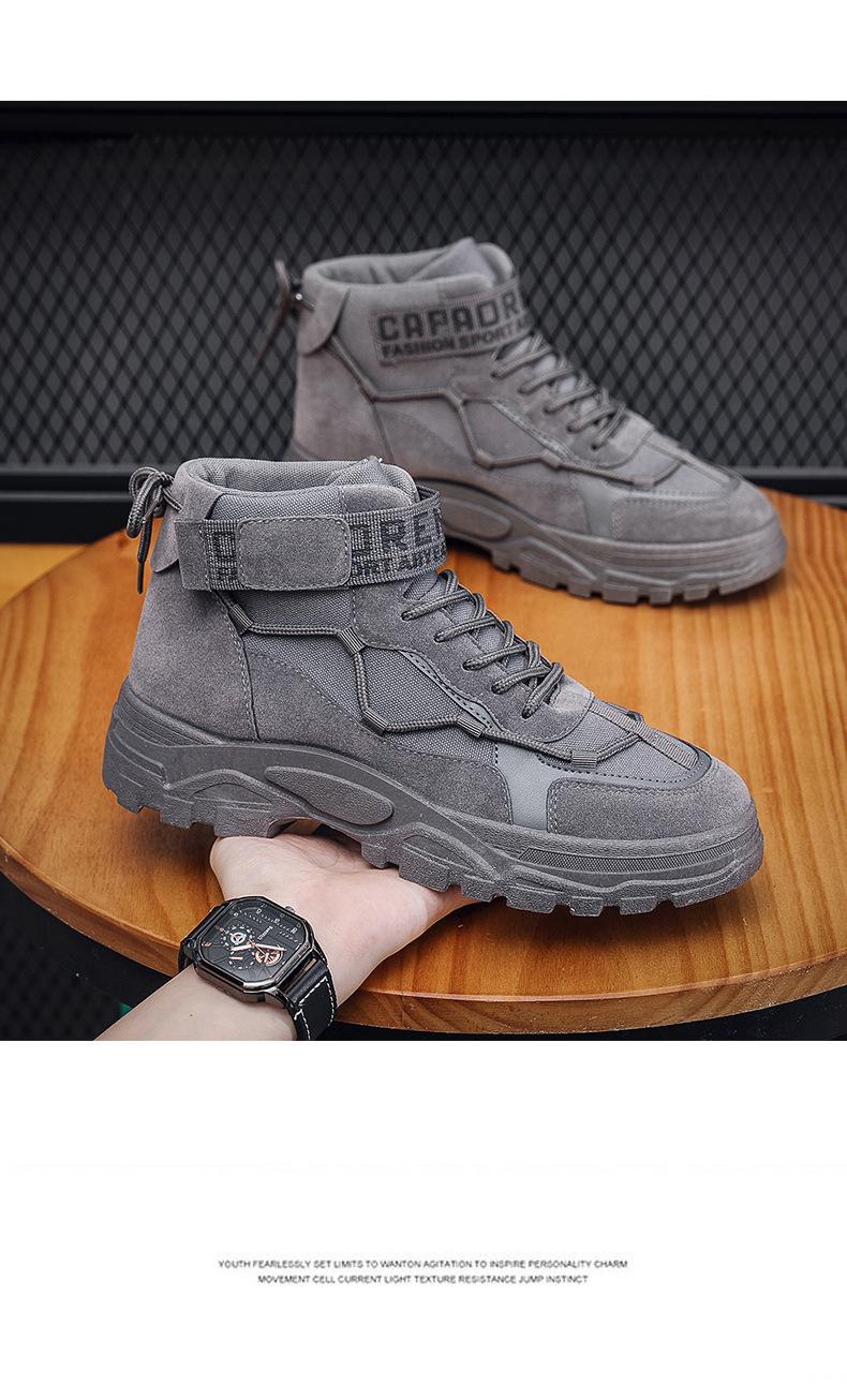 Product Introduction of in Stock Men's High-Top Martin Boots Worker Boot High-Top Motorcycle Boots in Stock Men's High-Top Martin Boots Worker Boot High-Top Motorcycle Boots Autumn Men's Martin Boots Mid-Top Retro British Style Worker Boot Trendy High Top Platform Casual Shoes 9 19