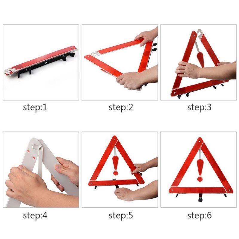 Product Introduction of Auto Car Safety Early Warning Device Triangle Sign Road Emergency Spare Triangle Warning Foldable Sign for Vehicles 39*35CM 5
