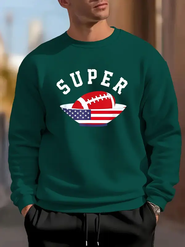 Men's Graphic Print Sweatshirt, Casual Comfy Long Sleeve Crew Neck Pullover for Fall & Winter, Men's Clothes for Daily Wear 3