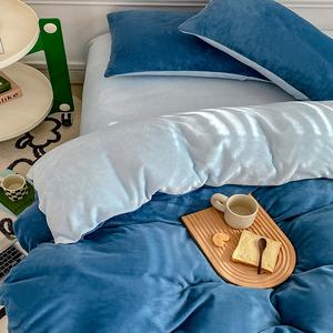 秋冬ミルクベルベット4ポイントセット2025両面の新しいプラスベルベットコーラルベルベットベッドシーツと掛けけけふとんカバーベッド3ポイントセット厚手