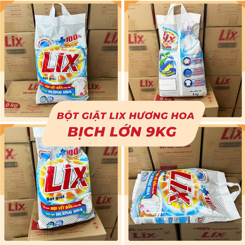  Bột Giặt LIX Extra BỊCH 9KG - Hương Hoa Tẩy Sạch Mọi Vết Bẩn  - Mã EB010 - Hàng Chính Hãng 