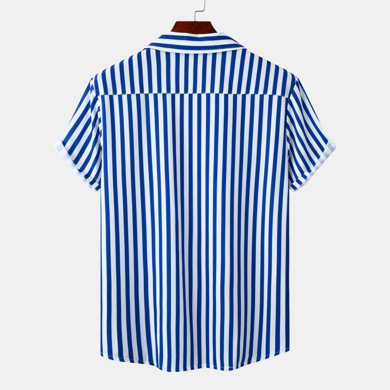 Product Introduction of Cozy Up Men's Short Sleeve Casual Striped Button Down Shirt for Summer Beach Yoga 5