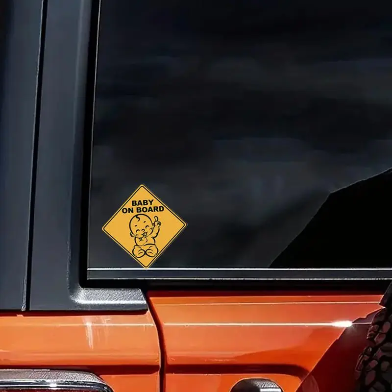 Baby Safety Warning Sticker, Cartoon Baby Pattern Decal, Waterproof Car Sticker For Window Bumper 5