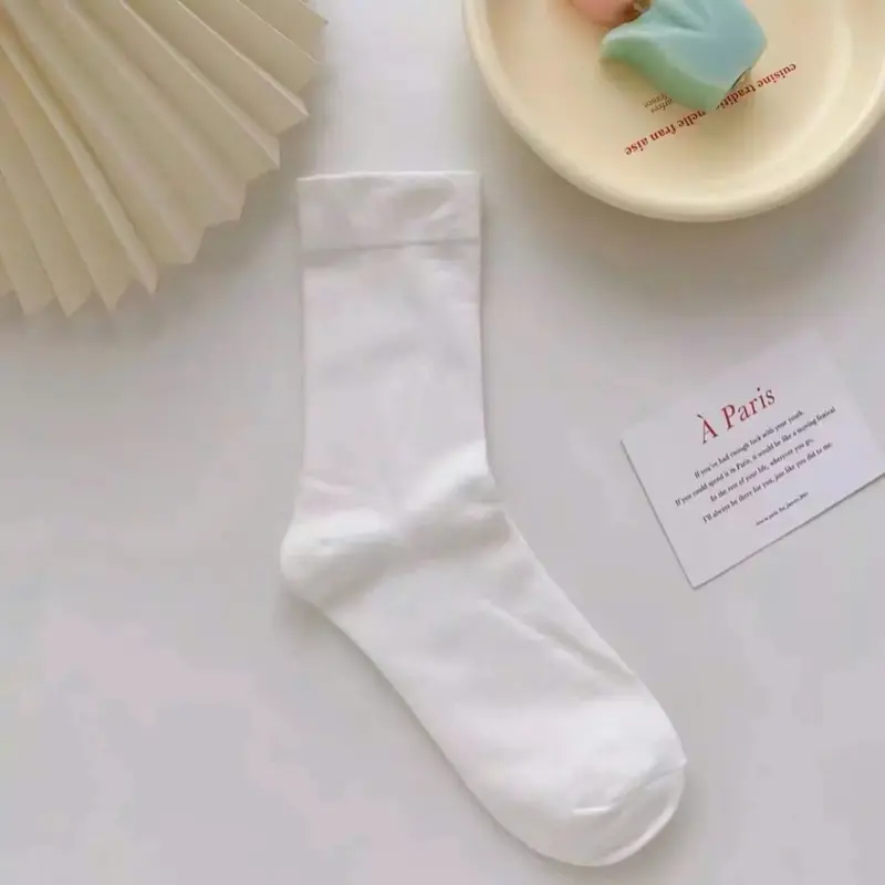 Sét 5 đôi và 10 đôi tất trơn 3 màu cotton phong cách hàn quốc mỏng 3