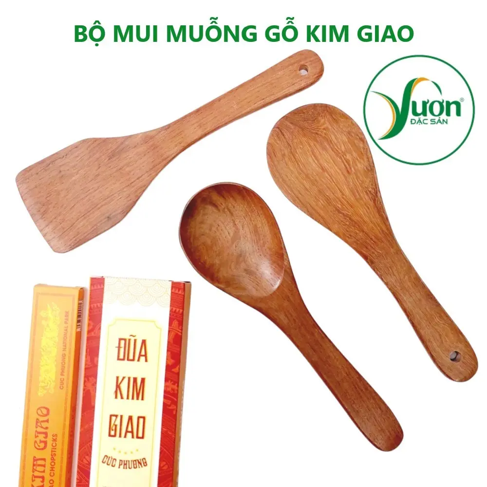 Đồ dùng bàn ăn GỖ KIM GIAO (Tùy chọn Sạn, Mui xào , Vá múc cơm , Muỗng múc canh) - Vườn Đặc Sản