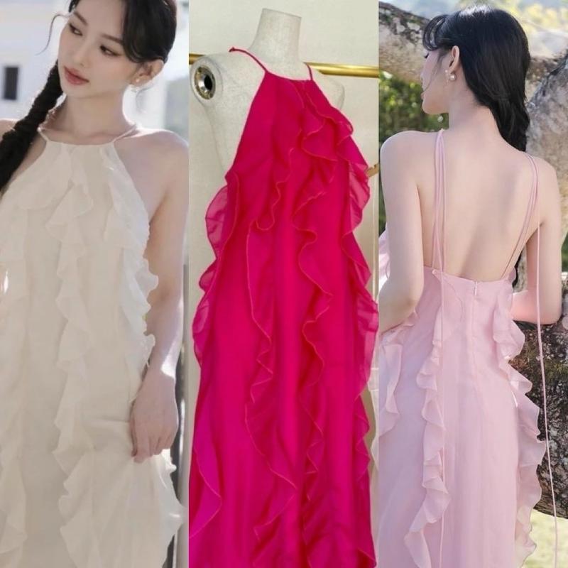 Maxxi voan bèo dập ly sóng cột cổ yếm nhẹ nhàng  đi chơi đi biển A358 (dưới 55kg) 0
