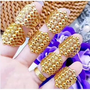 cincin janda bolong titanium gold perhiasan wanita dewasa Anti karat warna lapis emas 24k kekinian