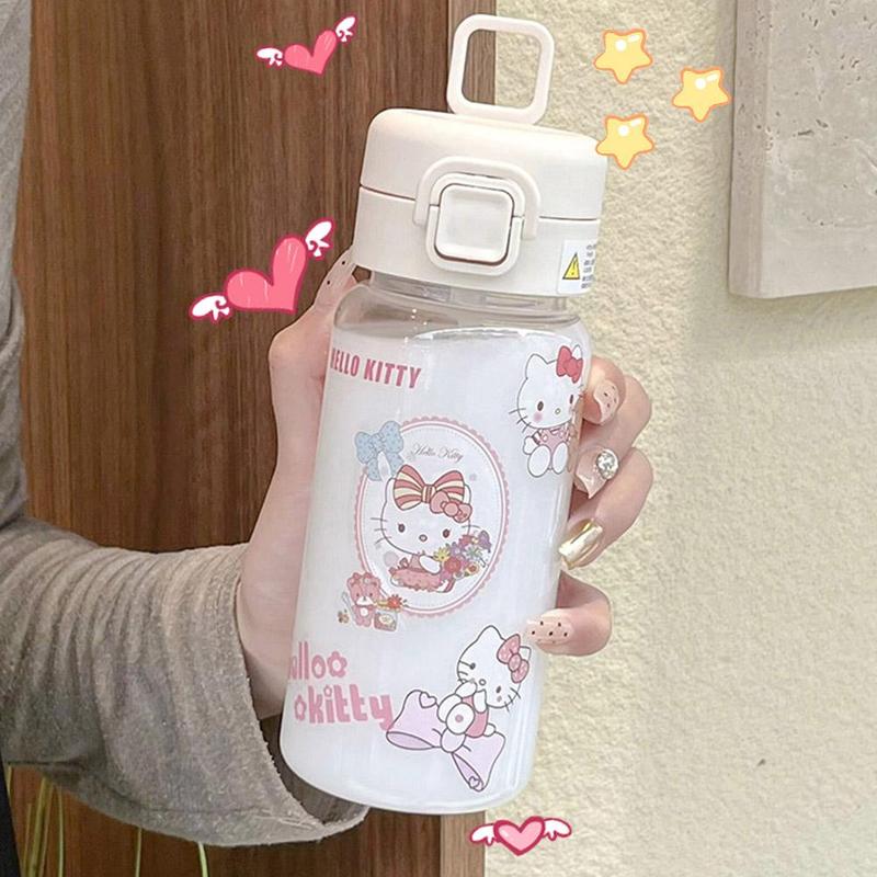 Cốc Nước, KT Cat, Dung Tích 500ml, Thiết Kế Hoạt Hình Dễ Thương Mới, Có Ống Hút, Cầm Tay, Cốc Lớn, Có Mũ Bảo Hiểm, Sticker, S9F1 1
