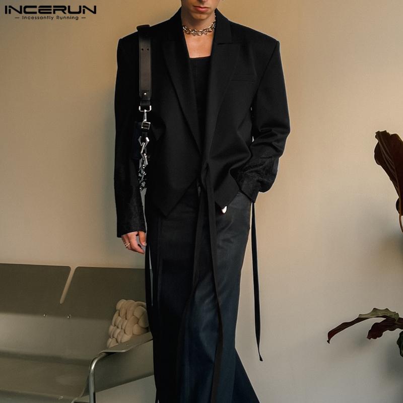 Áo Blazer Nam, Thiết Kế Cao Cấp Của INCERUN, May Nối Ren Ve Áo, Thời Trang, Dài Tay, Bộ Đồ Họa Tiết, Phong Cách Phương Tây 2
