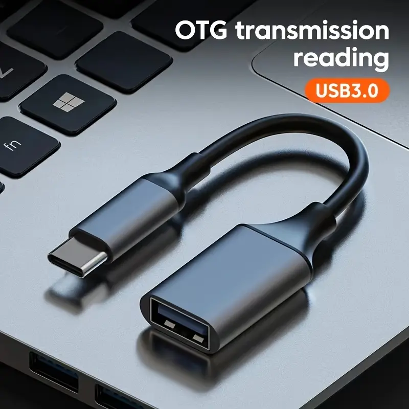 High-Speed USB 3.0 to Type-C OTG Adapter Cable, Flat Design, Male to Female, ABS Material, 0-5W Power Output - Ideal for Smartphones & Tablets, Phone Adapter