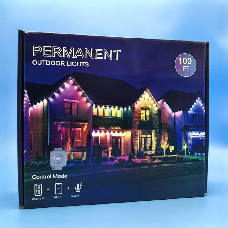Product Introduction of 100FT Permanent DIY Decorative Outdoor Light (1 Count), APP/Voice/Remote Control RGBIC Smart Eaves Light, IP67 Waterproof Light Suitable for Year-Round Outdoor Lighting on House Roofs for Christmas Gifts, Holidays Decor, Stocking Fillers 4