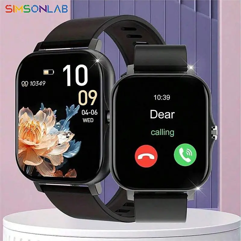 SIMSONLAB 1.83 Inch HD Multifunctional Smartwatch, Fashionable Digital Watch with Heart Rate Monitoring & Sleep Tracking, Sports Tracking Smartwatch with BT Calling & Weather Checking for Android and iOS, Wearable 0