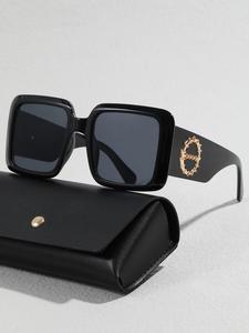 Unisex Plain Color Square Sunglasses (1 Pair), Trendy Casual Large Frame Sunglasses for Everyday Use, Fashion Accessories for Outdoor Activities