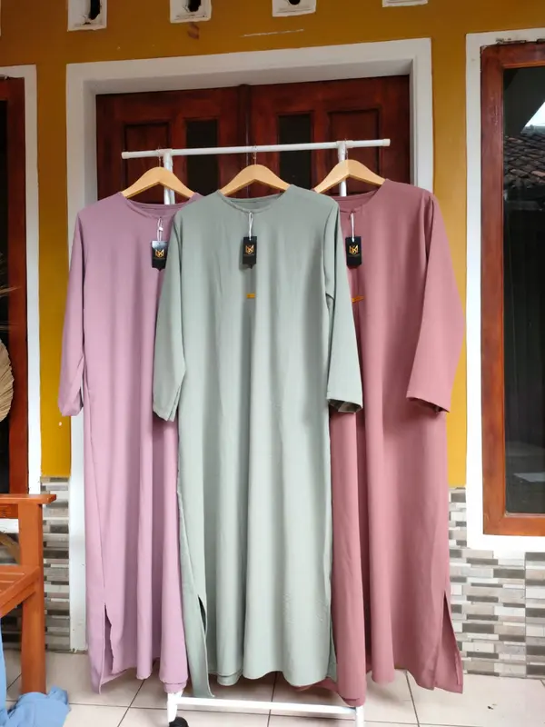 GAMIS ABAYA TERBARU Nyaman Lembut Busui LD120cm BB45-BB80 Airflow Hitam Dress Syari TANGAN PANJANG DAN 3/4 1
