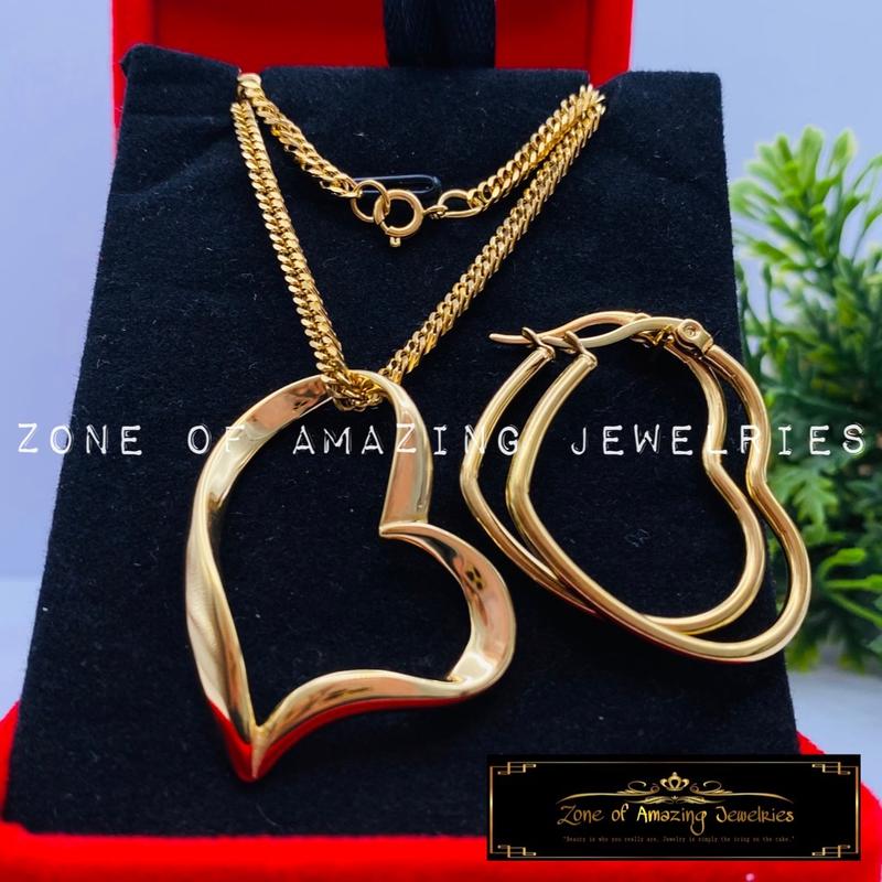 zoaj.ph Open Heart Necklace & Loop Earrings Set with Japan Chain ...