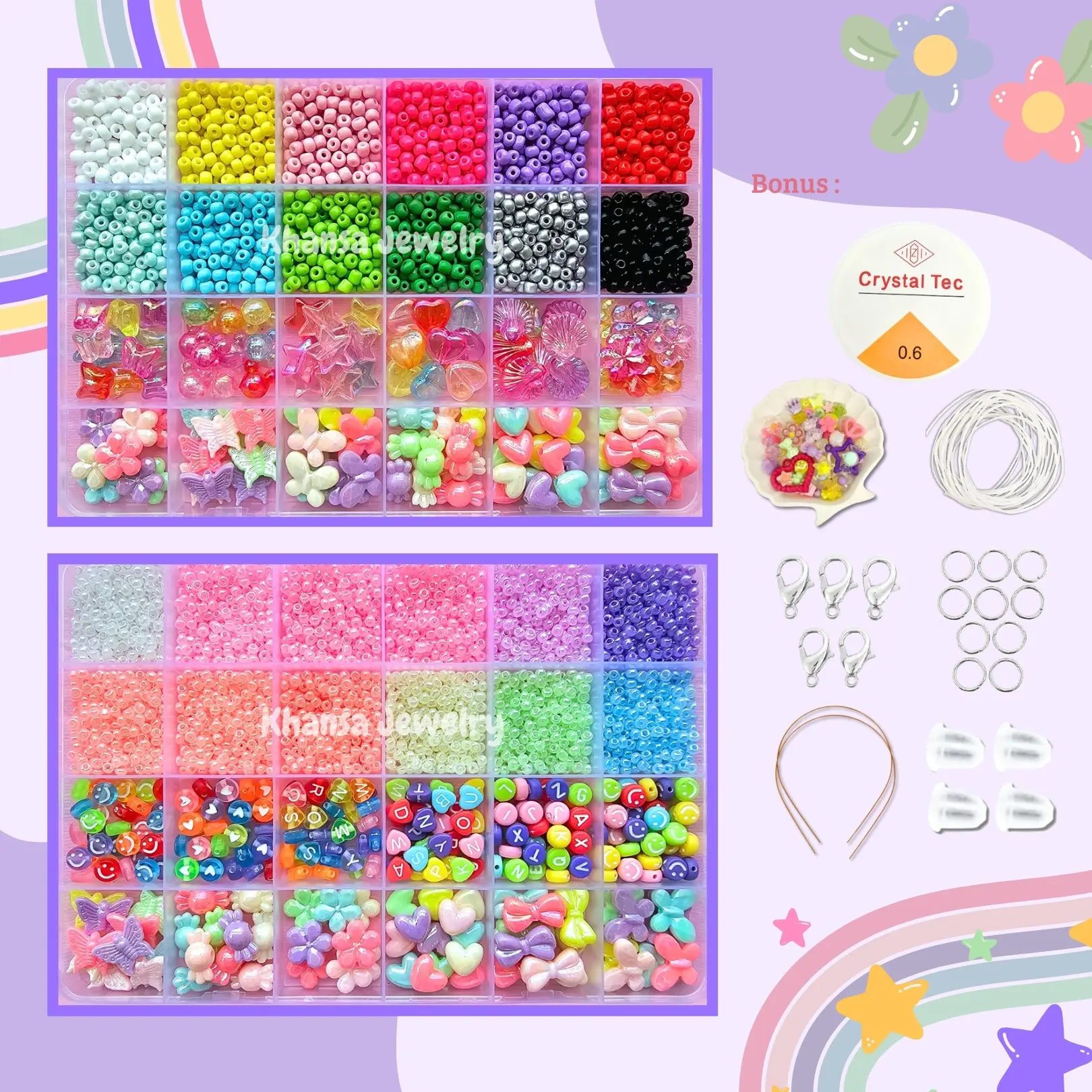 Khansa Jewelry - Set Manik Manik Lengkap dan Tali - Gelang Manik