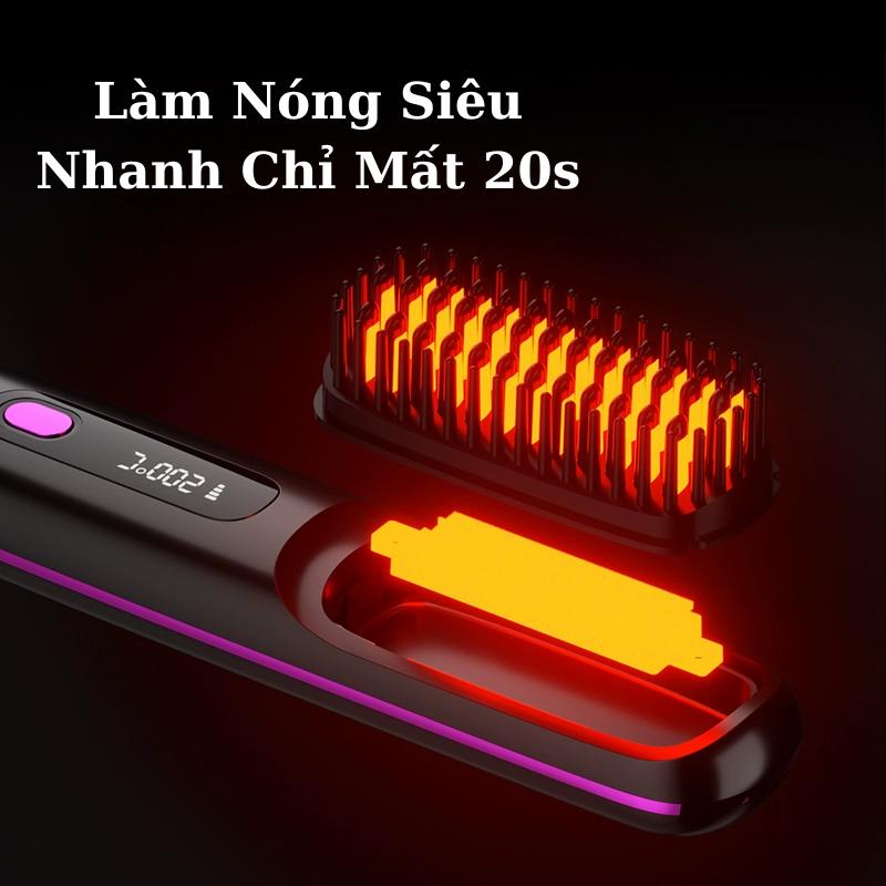 Lược Điện Chải Tóc Không Dây Ion Âm Lược Duỗi Thẳng Với 3 Mức Nhiệt Tạo Kiểu Chăm Sóc Tóc Suôn Mượt Dễ Dàng Mang Theo 2