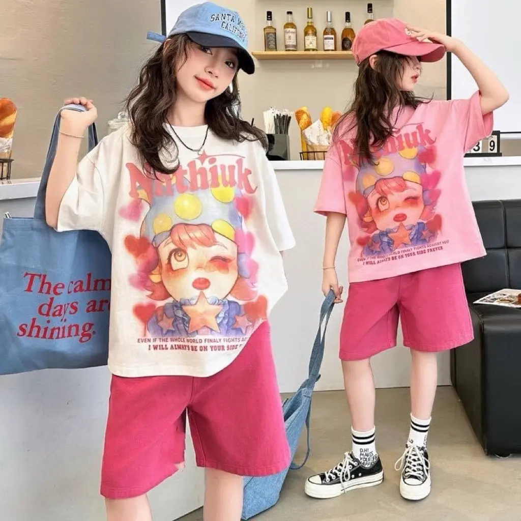 Bộ quần áo bé gái in hình búp bê siêu cute từ Bon Kids Shop - Chất thun cotton, size 14-35kg