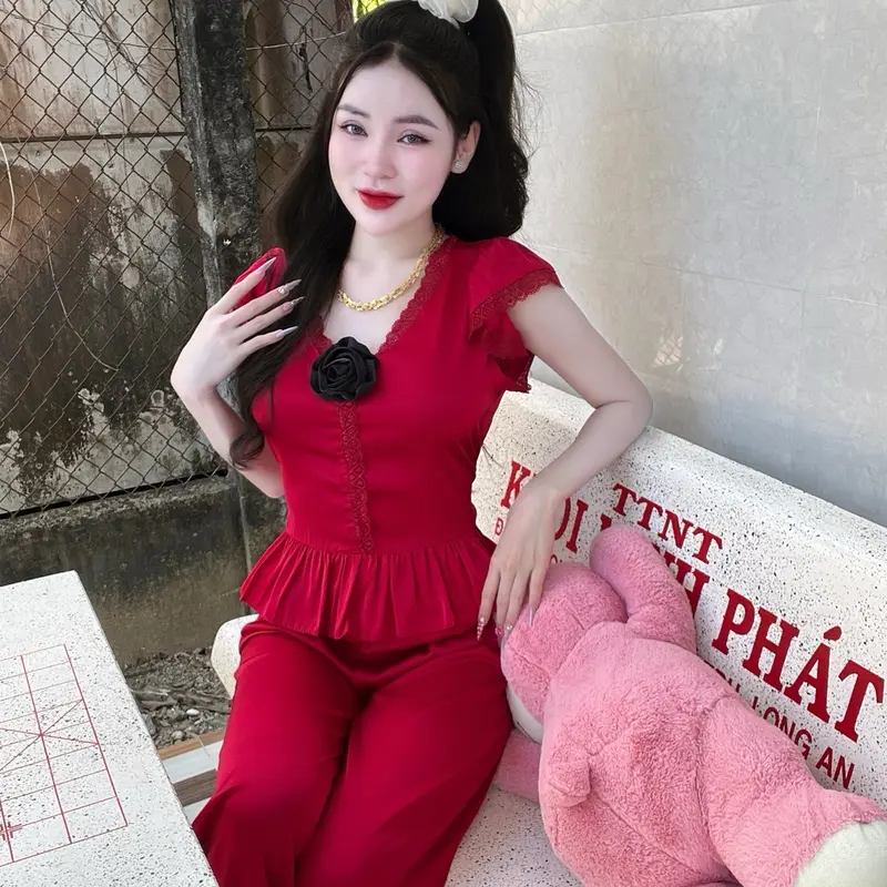 Set bộ quần áo cánh tiên lụa bông hồng TY2012 Thư Ying Shop (có túi) <1m62 eo <73 2