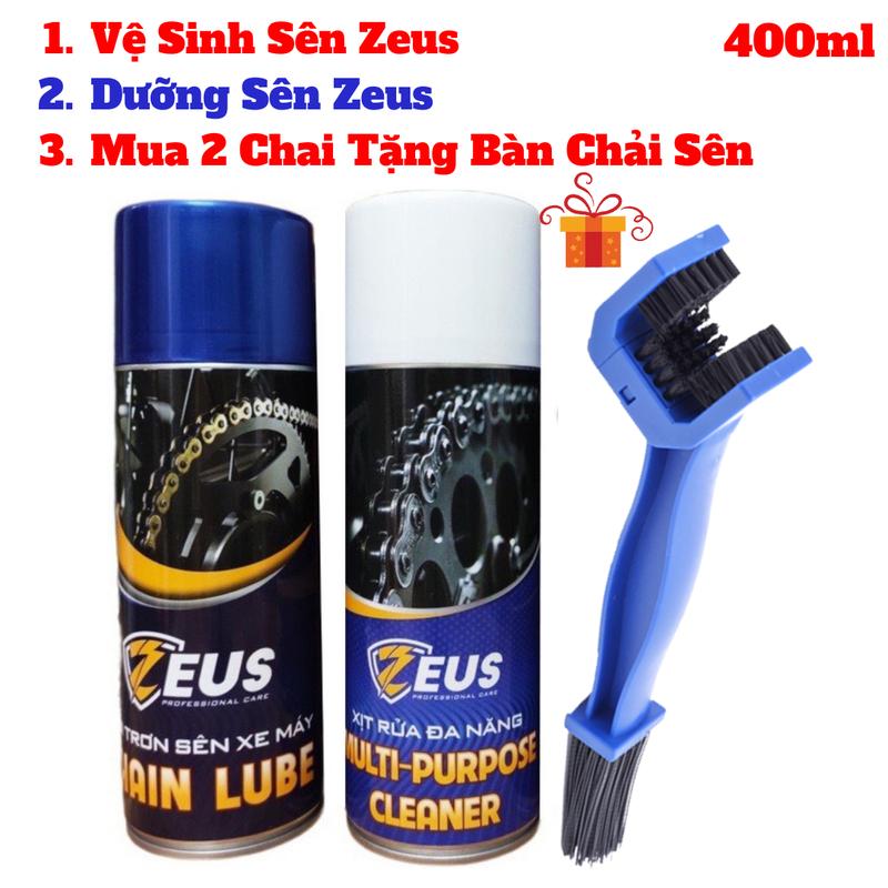 Combo 2 Chai Chăm Sóc Sên Xe Chính Hãng Zeus ,Dưỡng Sên , Vệ Sinh Rửa Sên Tặng Bàn Chải Sên