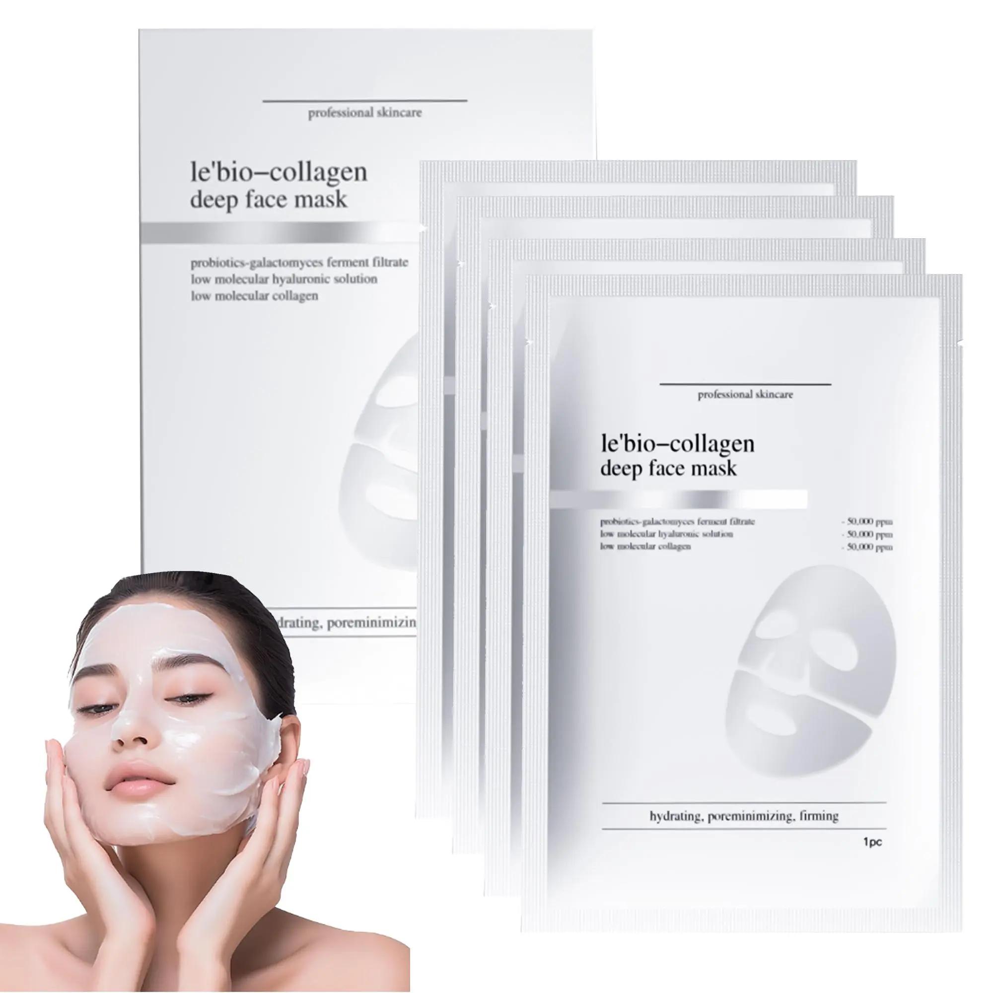 Collagen Real Deep Mask, 4 Counts/box Hydrating Overnight Hydrogel Mask, Moisturizing Firming Facial Mask, Face Skin Care Product for Women & Men