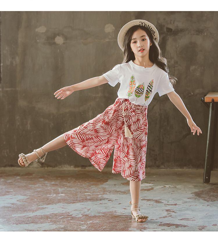 Product Introduction of Bộ Đồ Bé Gái, Quần Áo Mùa Hè, Phong Cách Hàn Quốc, Cỡ Trung Bình Và Lớn, Áo Trẻ Em, Thời Trang, Thường Ngày, Quần Ống Rộng Ngầu Bộ Đồ Mùa Hè 2024 5
