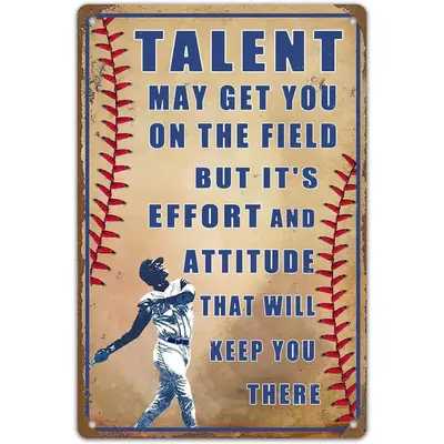 HomDeo Baseball Poster Tin Sign - Funny Warning Players Only Decor For Boy's Room - View #9