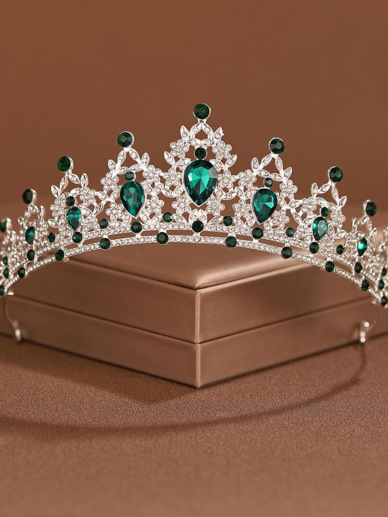 Product Introduction of Elegant Rhinestone Decorated Crown Tiara, Luxury Bridal Headwear for Wedding Birthday Party, Fashion Hair Accessories for Women 4