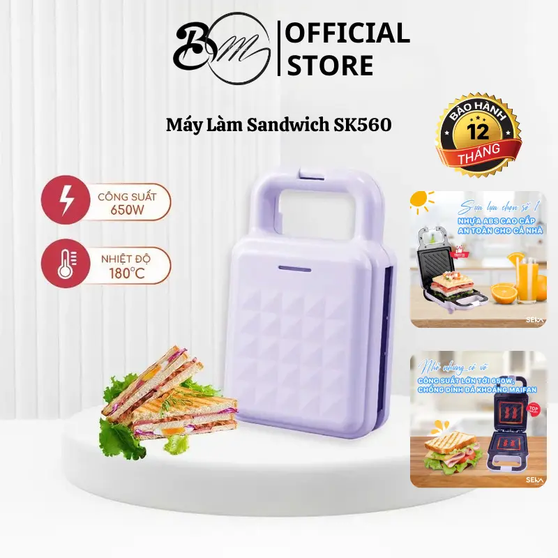 Máy Nướng Bánh Mì Sandwich SEKA SK560 , Máy Kẹp Nướng Bánh Mì Chín Nhanh Đều BH 12 Tháng SP412326266 0