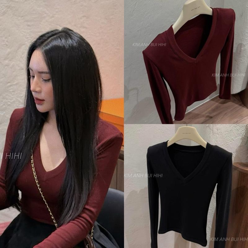   BẢN ĐẸP  Áo Cổ V có Nệm Vai Định hình phom cực đẹp có chiết eo tôn dáng #HA7   AN TÂY STORE68  Nữ Top 