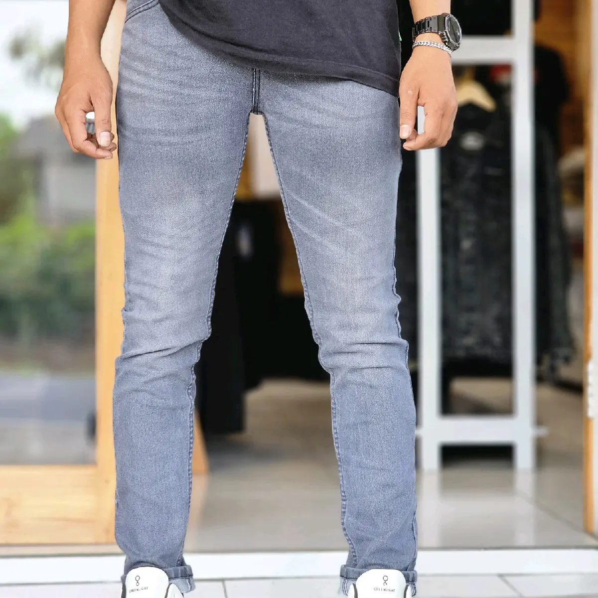 celana jeans panjang pria wisker grey/celana jeans slimfit