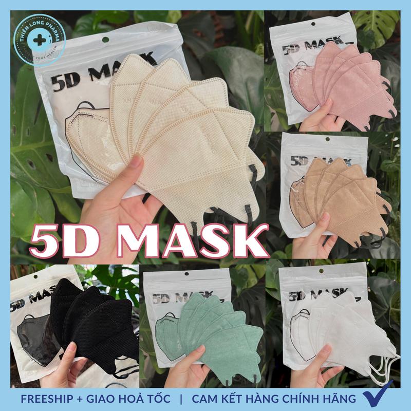 [Thùng 100 Chiếc] Khẩu trang 5D THÁI LAN, 5D MASK CAREION kháng khuẩn dày dặn nhiều màu sắc khẩu trang  5d 1