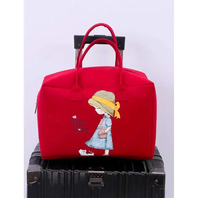 Túi Du Lịch Cỡ Lớn Bằng Vải Nỉ Họa Tiết Hoạt Hình Gấu Dâu.ĐA.A2.aquyen Bag Hoa 925 5
