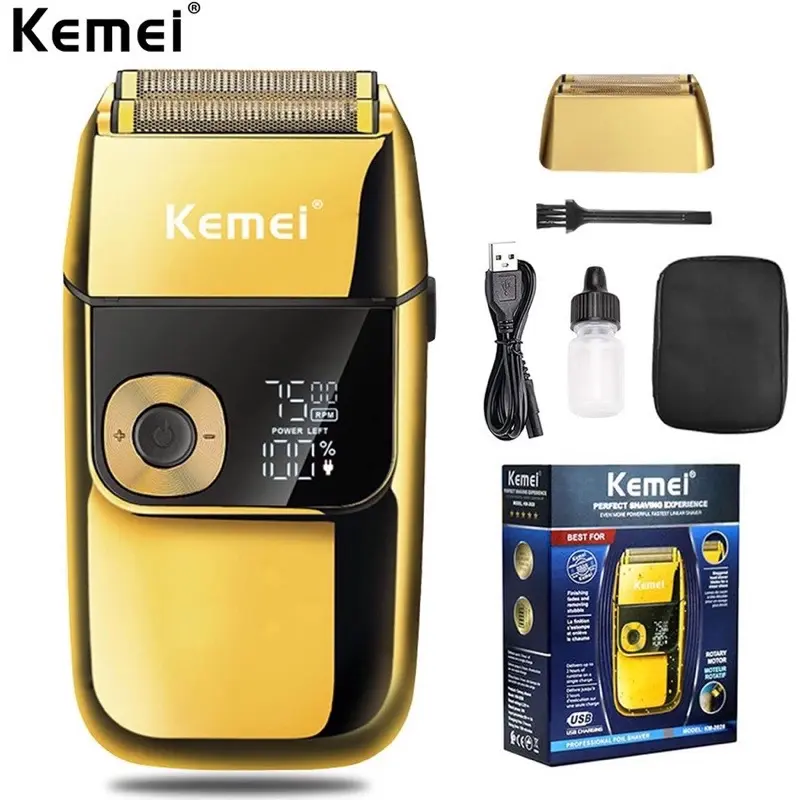 Máy Cạo Râu Kemei KM 2028 Chính Hãng - Máy Cạo Râu Kemei Thiết Kế Sang Trọng Tích Hợp Lưỡi Kép 3 Cấp Tốc Độ Cạo Êm Sát