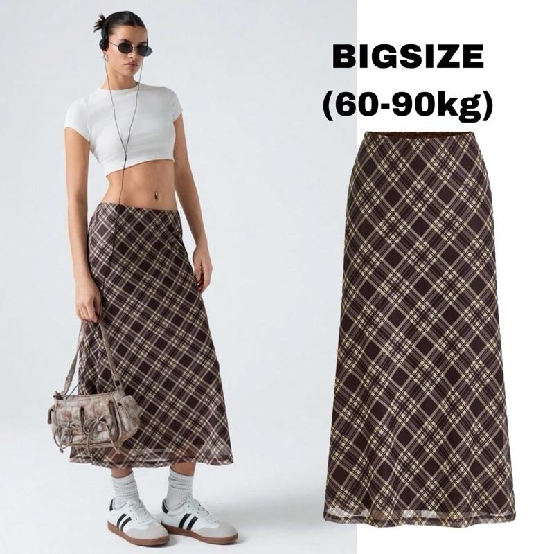 THE LASSIE| Chân váy VINTAGE MIDI kẻ caro dáng đuôi cá Bigsize 7 màu-mềm mát dễ mix đồ. Ôm gọn Nữ