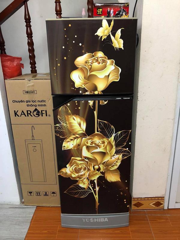Tranh dán tủ lạnh - máy giặt 3D hoa hồng vàng chống nước dán được cho mọi loại tủ Decor 30- HOA HỒNG VÀNG