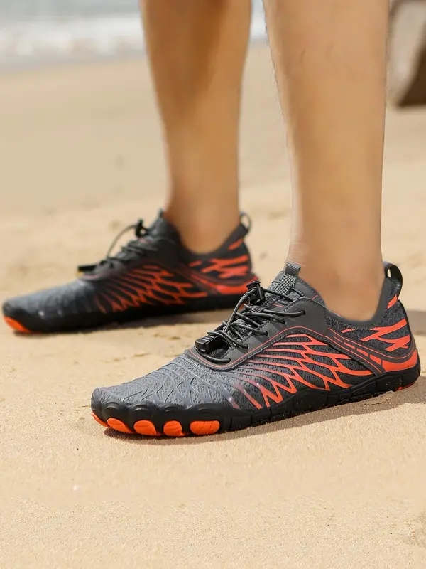 Men's Colorblock Lace Up River Trekking Shoes, Lightweight Breathable Comfortable Sports Shoes, 2024 Summer Water Shoes Aqua Shoes, Back-To-School Barefoot Shoes, Outdoor Hiking Shoes For All Seasons 2