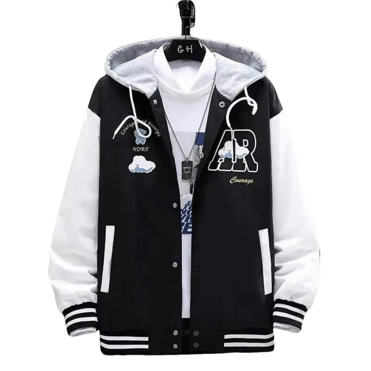 Áo Khoác Dù Phối Nón Nỉ AR, Mềm Mịn, Dày Dặn Có Dây Rút, Có Túi  Menswear Nam Nhung Kem Jacket áo bomber