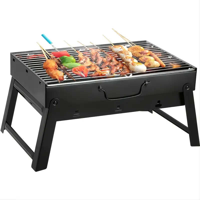 Bếp Nướng Than Nướng Thịt Cầm Tay Có Thể Gập Lại Bếp BBQ Đốt Gỗ Bằng Thép Không Gỉ Để Cắm Trại Ngoài Trời Bếp Nướng Nấu Ăn Dụng Cụ Cho Dã Ngoại Bãi Biển Sân Sau 8