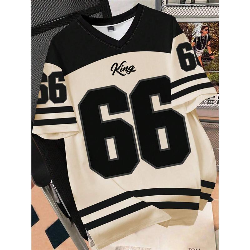 Áo Thi Đấu Thể Thao, ngắn Tay, Cổ Chữ V, Dành Cho Cặp Đôi, Phong Cách Đường Phố, Unisex, In Số, Áo Phông, Ngoại Cỡ, Có Thể Tùy Chỉnh Miễn Phí 7