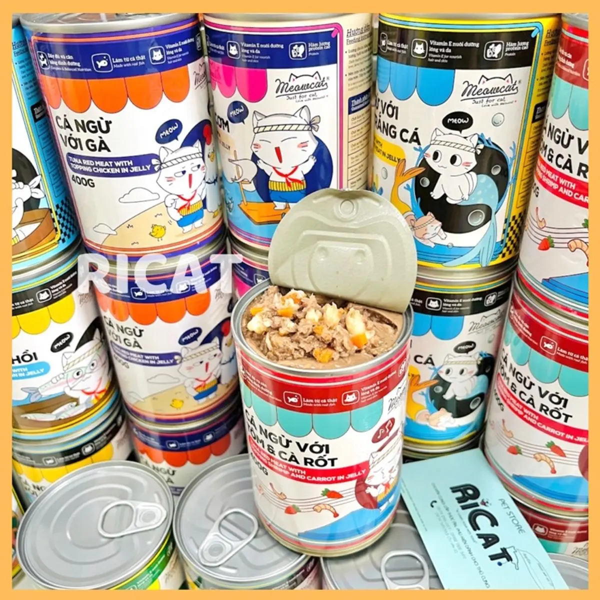 🔥[Mới về] Pate MEOWCAT Lon 400g Cho Mèo Mọi Lứa Tuổi Mix Topping Hảo Hạng